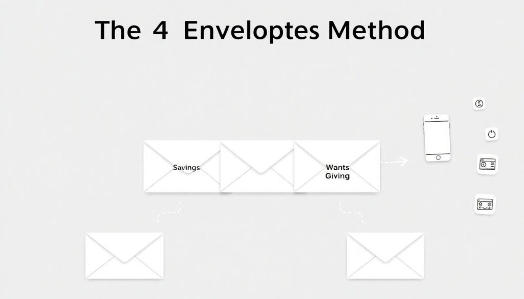 Метод четырех конвертов для управления бюджетом - иллюстрация