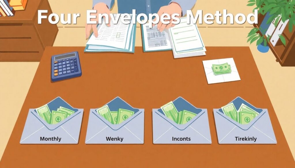 Метод четырех конвертов для управления бюджетом - иллюстрация