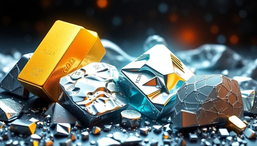 Драгоценные металлы: золото, серебро, платина, палладий - иллюстрация